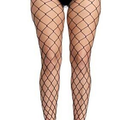 PERAMBRY Women's Fishnet Tights High Waist Fishnet Tights Black (Black-XL Hole)